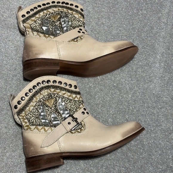 Naughty Monkey leather beaded cowboy booties Size 7/7.5 - Picture 1 of 3